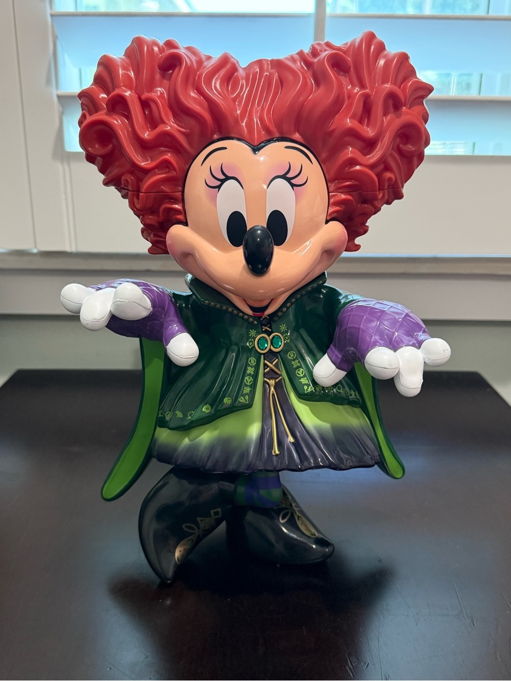 Disney Minnie Mouse Red-Head Witch Figurine with Green & Purple Cloak